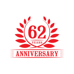 62 years anniversary logo template. 
