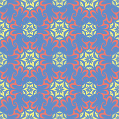 Floral blue seamless pattern. Colored flower background