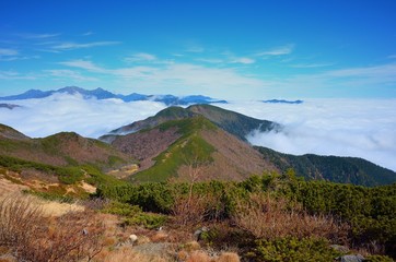 Sea of clouds at Norikura National Park in Gifu Japan with Japnese alps