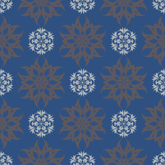Blue floral seamless background. Design pattern with flower elements