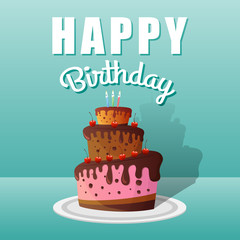 Happy Birthday Greeting Cards Design with Chocolate Cakes