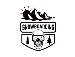 Snowboarding. Emblem with snowboarder. Design element for logo, label, emblem, sign.