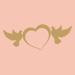 пара голубей и сердце