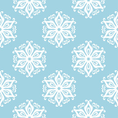 Blue and white floral seamless pattern
