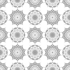 Gray floral ornament on white background. Seamless pattern