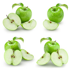 green apple collection with leaf