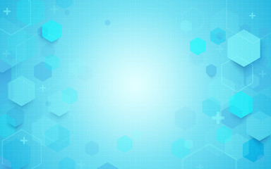 Abstract geometric hexagons shape medicine and science concept background