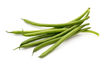 Green beans isolated on a white background.