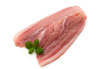Fillet of Fish Pangasius. Isolated on white background.