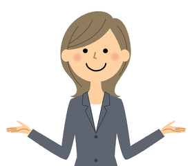 スーツの女性　両手を広げる