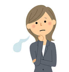 スーツの女性　ため息