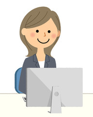スーツの女性　PC