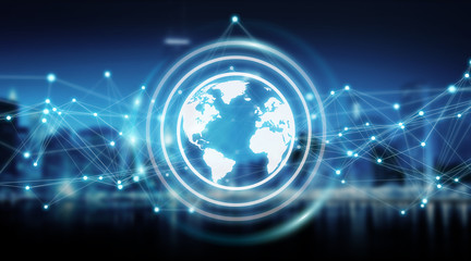 Obraz premium Connections system on world icon 3D rendering