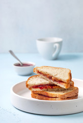 Toast with peanut butter and jam