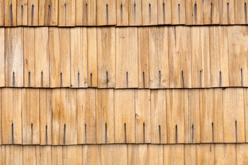 detail of wooden roof shingles