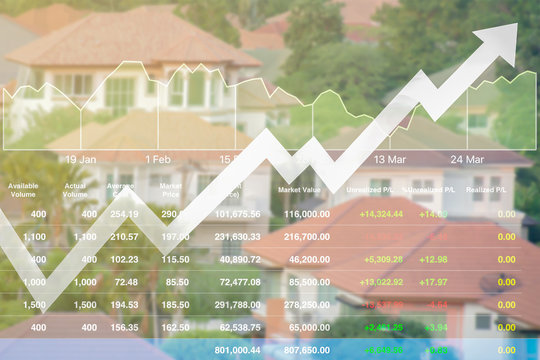 Business finance index data of real estate stock background rising up with high budget investment. - Powered by Adobe
