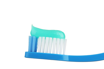 Blue toothbrush isolated on white background