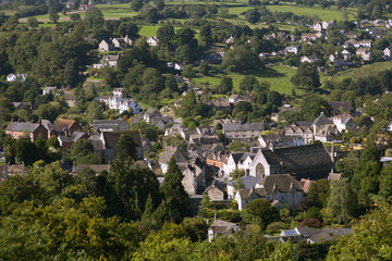 Fototapeta na wymiar View over Nailsworth valleys on the edge of the Cotswold Hills, Gloucestershire, UK
