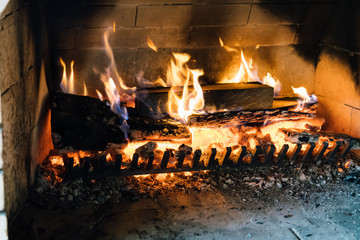 Fire in the fireplace