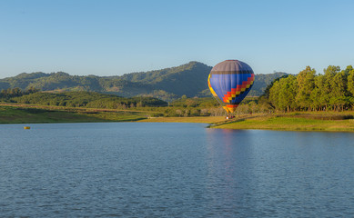 Ballon air show beside the lake