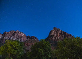  Zion national park at night with star,utah,usa.