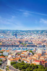 Aerial view of beautiful city Marseille, France