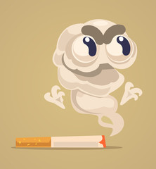 Cigarette monster character. Vector flat illustration