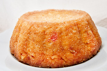 soft focus of tasty baked vegan rice bomb with rice and pumpkin - italian traditional recipe
