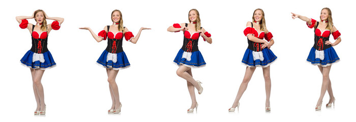 Woman in Oktoberfest concept on white