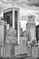 Black and white picture Manhattan architecture, New York City, USA.