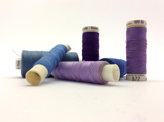 Sewing threads in cold colors