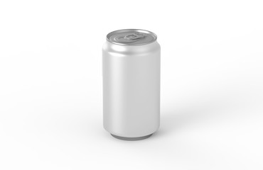 Aluminum white can mockup isolated on white background. 330ml aluminum tin soda can mock up.