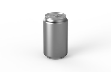 Aluminum white can mockup isolated on white background. 330ml aluminum tin soda can mock up.