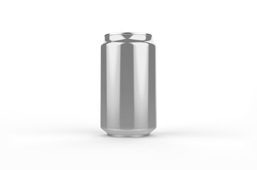 Aluminum white can mockup isolated on white background. 330ml aluminum tin soda can mock up.