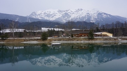 Terfens in Tirol Österreich nahe Schwaz Badesee Weisslahn im Winter 2018