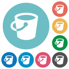 Bucket flat round icons