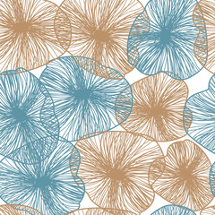 Seamless abstract floral background, Scandinavian style, symbolic flowers and leaves,