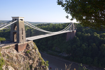 Fototapeta na wymiar Historic landmark of The Clifton Suspension Bridge in the Clifton area of the City of Bristol, UK