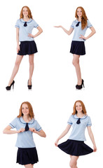 Fototapeta premium Young naughty student female isolated on white