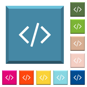 Script code white icons on edged square buttons