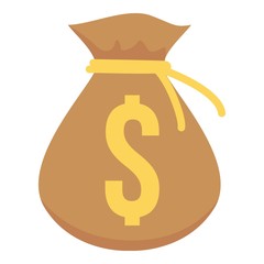Bag money icon, flat style