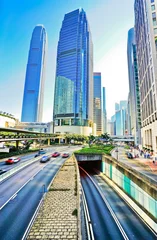 Foto auf Acrylglas Antireflex Blick auf das Stadtzentrum im Finanzviertel von Hongkong. © Javen
