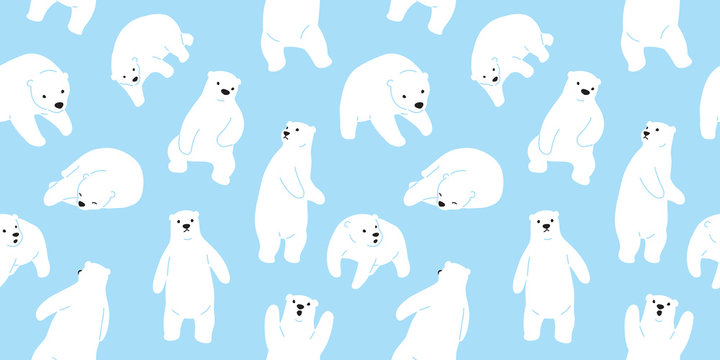 Bear seamless pattern vector polar bear teddy isolated wallpaper background