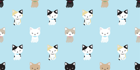 cat seamless pattern vector kitten cat breed isolated wallpaper background