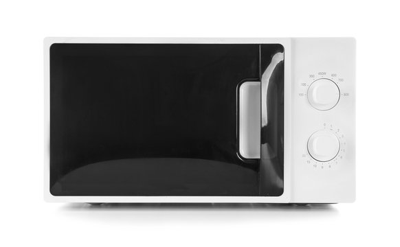 Modern microwave oven on white background