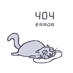 Sad cat Tik lies in puddle tears. Bad day. Vector illustration