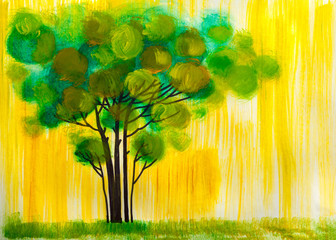 Tree, oil painting, artistic background.