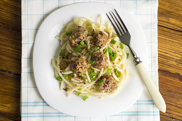 Meat Italian meatballs with spaghetti