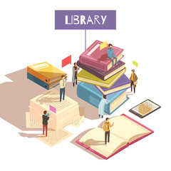  Library Isometric Illustration