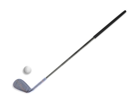Golf club with ball 3d rendering